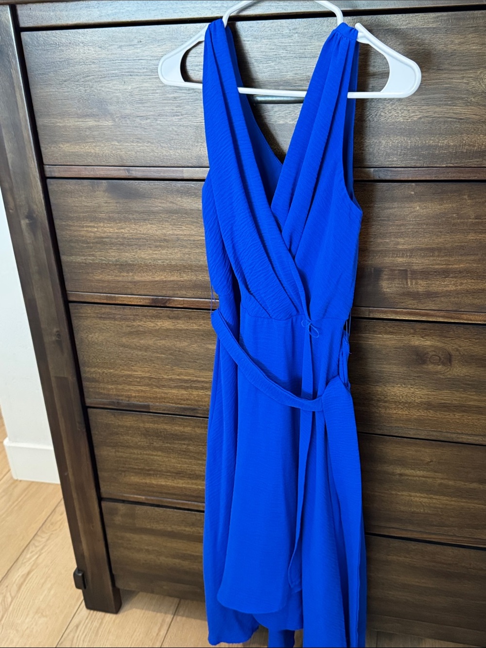 DKNY Cobalt One-Shoulder Wrap Dress